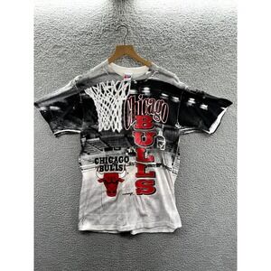 Vintage Chicago Bulls All Over Print Shirt Men's Size Large